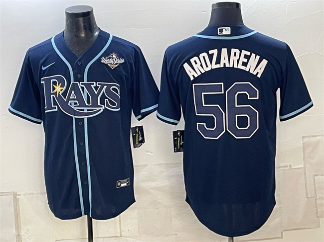 Men's Tampa Bay Rays #56 Randy Arozarena Navy 2026 World Series Cool Base Stitched Baseball Jersey